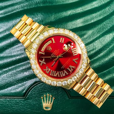 fake rolex red face|rolex red face diamond bezel.